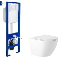 Унитаз подвесной Saniteco KW-9003W Rimles Berges АТОМ 410 040333 (с кнопкой)