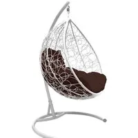 Подвесное кресло M-Group Капля 11020105 (белый ротанг/коричневая подушка)