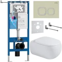 Унитаз подвесной Roxen Titan в комплекте с инсталляцией StounFix Dual Fresh 6 в 1 967218 (кнопка бежевая)