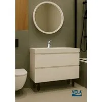 Мебель для ванных комнат Vela Тумба под умывальник Vela Мира 80Н под Classica (белая матовая) TU8190