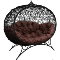 Садовый диван M-Group Улей на ножках 11220405 (черный ротанг/коричневая подушка)