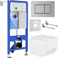 Унитаз подвесной Roxen Boro в комплекте с инсталляцией StounFix Dual Fresh 6 в 1 968433 (кнопка сатин)