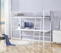 Двухъярусная кровать HALMAR DOLCE со столом и органайзером, белая