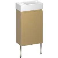 Мебель для ванных комнат Wellsee Тумба под умывальник 3 в 1 WC Area 221803004 (тумба/матовый бежевый, раковина/глянцевый белый, ножки/нержавеющая сталь)