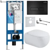 Унитаз подвесной Roxen Titan в комплекте с инсталляцией StounFix Dual Fresh 6 в 1 967201 (кнопка черная)
