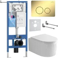 Унитаз подвесной Roxen Royal Matt в комплекте с инсталляцией StounFix Dual Fresh 6 в 1 868588 (кнопка сатин)