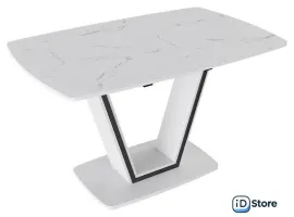 Кухонный стол Трия Дели тип 1 (белый глянец/стекло матовое белый мрамор)