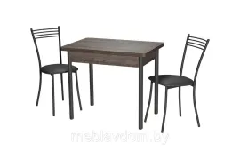Обеденная группа Стол М20 Дуб Рошелье со стульями Хлоя графит/серый