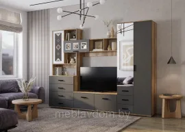 Гостиная Вегас - Комплект 2 - Графит/Дуб каньон (2,8м)