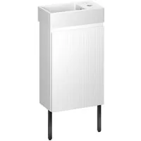 Мебель для ванных комнат Wellsee Тумба под умывальник 3 в 1 WC Area 221801005 (тумба/матовый белый, раковина/глянцевый белый, ножки/матовый черный)