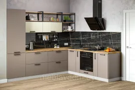 Кухня угловая Ройс 2.8х2.4м - Ваниль Софт/Грей Софт (ДСВ Мебель)