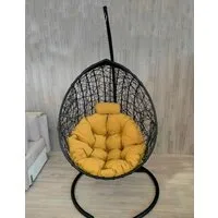 Подвесное кресло Craftmebel Кокон Капля Стандарт (черный/желтый)