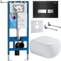 Унитаз подвесной Roxen Titan в комплекте с инсталляцией StounFix Dual Fresh 6 в 1 967208 (кнопка черная)