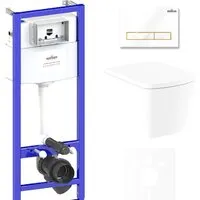 Унитаз подвесной Lavinia Boho Relfix Aveo Rimless 6 в 1 75110249 (белый/золотистый пластик)