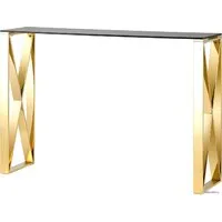 Консольный стол Stool Group Кросс 115x30 (стекло smoke/сталь золото)