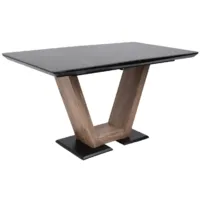 Обеденный стол Аврора Торонто 140-171.5x80 керамика (камень серый Greys Black/ель умбра)