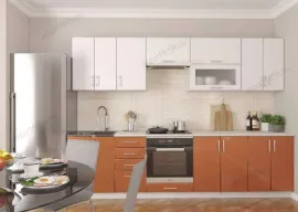 Кухня Симпл 38 МДФ глянцевая прямая 2,3 метра оранжевый металлик белый