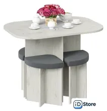 Обеденная группа Трия Олимп (дуб крафт белый/велюр серый)