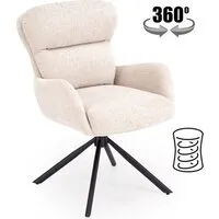 Стул с подлокотниками Halmar K593 (светло-бежевый/черный)