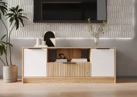 Тумба ТВ Ивис ТМ-001 - Дуб Крафт золотой / Белый гладкий (МК Стиль)