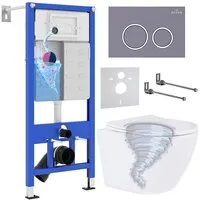 Унитаз подвесной Roxen Antares Tornado в комплекте с инсталляцией StounFix Dual Fresh 6 в 1 968349 (кнопка серый бетон)