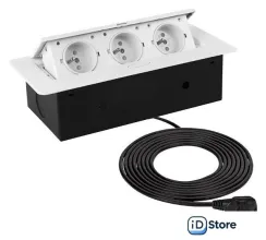 Блок розеток AKS Nova выдвижной (3 розетки, белый)