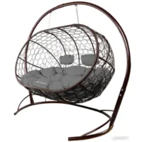 Диван подвесной M-Group Лежебока / 11180209 (с коричневым ротангом/серая подушка)