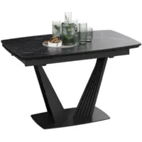 Кухонный стол Трия Трэвис Тип 1 раздвижной (черный муар/керамика матовая/черный мрамор)