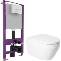 Унитаз подвесной Saniteco KW-9009W Triton Pro EVO815N (с кнопкой белый, матовый)