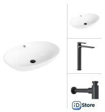 Умывальник Lauter 21709 Reef 21CK8678BS с сифоном 21635B (черный матовый)