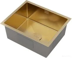 Кухонная мойка Roxen Uno 560210-54G-V золото/текстурная PVD покрытие (с ролл-матом и дозатором)