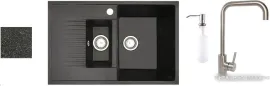 Кухонная мойка БелЭворс Forma R смеситель W4998-4 дозатор L405-1 (черный)