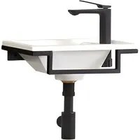 Умывальник Belux Мини-1 HR1240 (черный, с каркасом, сифоном, донным клапаном)