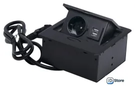 Блок розеток AKS Nova 4 выдвижной (1 розетка, черный)