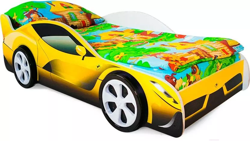 Стилизованная кровать детская Бельмарко Феррари / 526 желтый, рисунок
