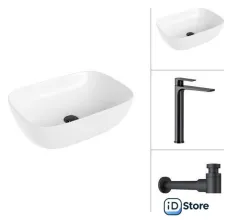 Умывальник Lauter 21493A Reef 21CK8678BS с сифоном 21635B (черный матовый)