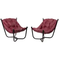 Комплект кресел садовых M-Group Чил / 29360402 (2шт, черный/бордовая подушка)
