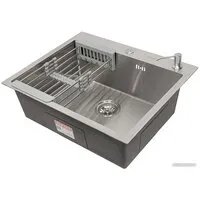 Кухонная мойка ARFEKA ECO AR мойка 600500, коландер, дозатор SATIN