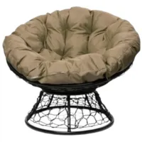 Садовое кресло M-Group Папасан / 12020412 (черный ротанг/лен подушка)