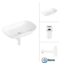 Умывальник Lauter 21570 клапан 21190W сифон 21635W (белый матовый)