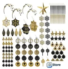 Елочная игрушка Золотая сказка 592183 (130 шт, красный/золотой/белый)