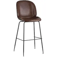 Стул барный Stool Group Турин со спинкой / 9329C (экокожа коричневый/черные ножки)