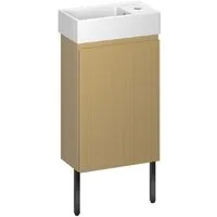 Мебель для ванных комнат Wellsee Тумба под умывальник 3 в 1 WC Area 221803005 (тумба/матовый бежевый, раковина/глянцевый белый, ножки/матовый черный)