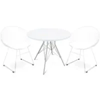 Обеденная группа Sheffilton SHT-DS153 (белоснежная шагрень/хром лак/белый)