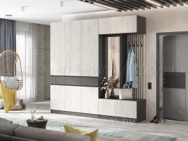 Прихожая Роджина - Комплект 1 Графит / Крафт белый (2,5м.)