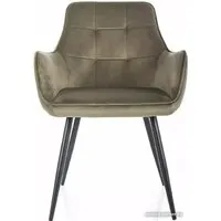 Стул с подлокотниками Signal Lemon Velvet 77 (оливковый/черный)