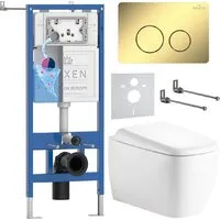 Унитаз подвесной Roxen Martin в комплекте с инсталляцией StounFix Dual Fresh 6 в 1 868589 (кнопка сатин)