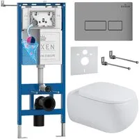 Унитаз подвесной Roxen Titan в комплекте с инсталляцией StounFix Dual Fresh 6 в 1 967206 (кнопка хром матовая)