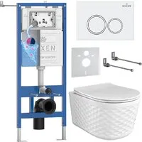 Унитаз подвесной Roxen Vine Tornado в комплекте с инсталляцией StounFix Dual Fresh 6 в 1 979007 (кнопка белый глянцевый)