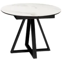 Обеденный стол Woodville Нельсон 100-140х100х76 / 588016 (alpine white/черный)